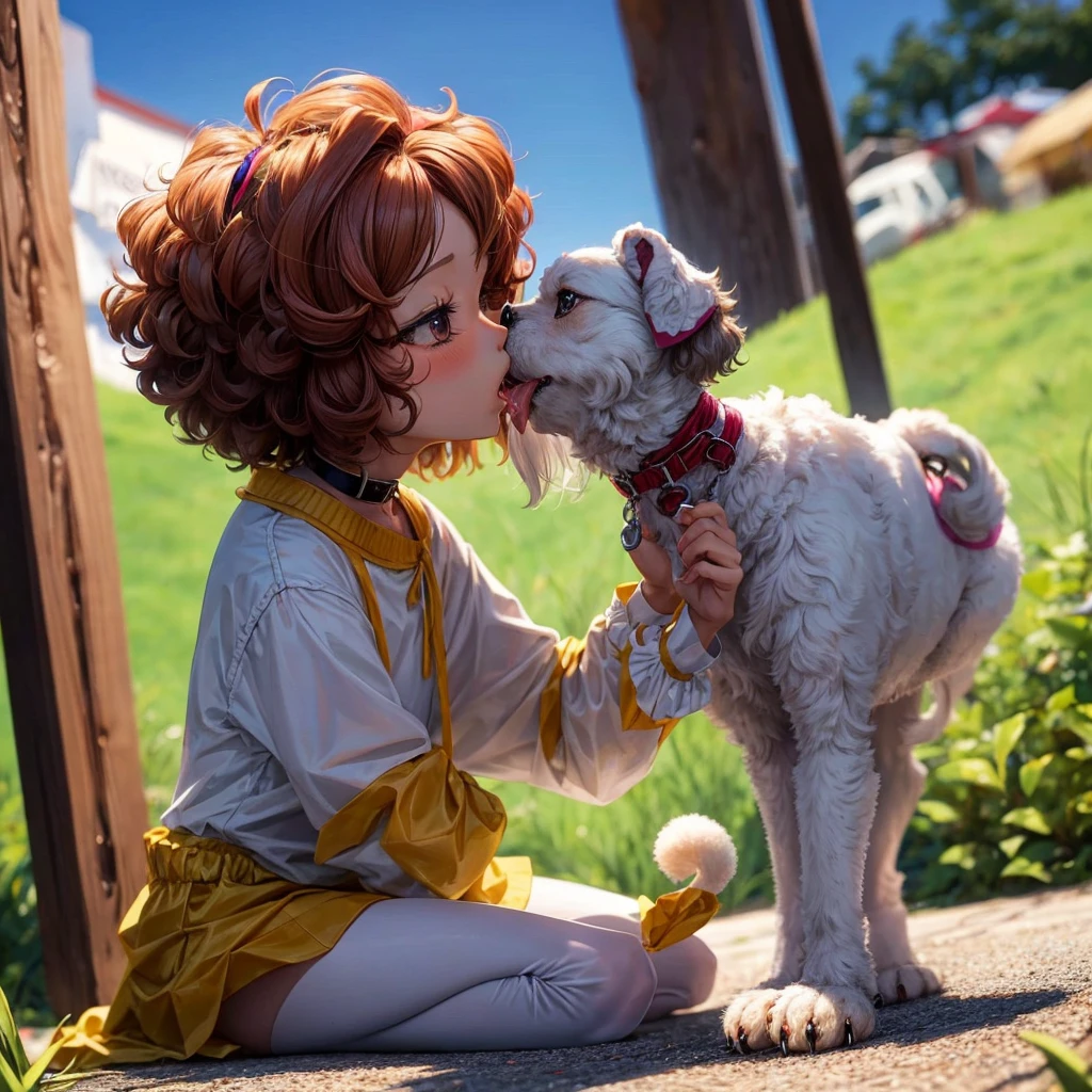 Toy poodle licking its paw,”Party in Ibiza”のロゴ
