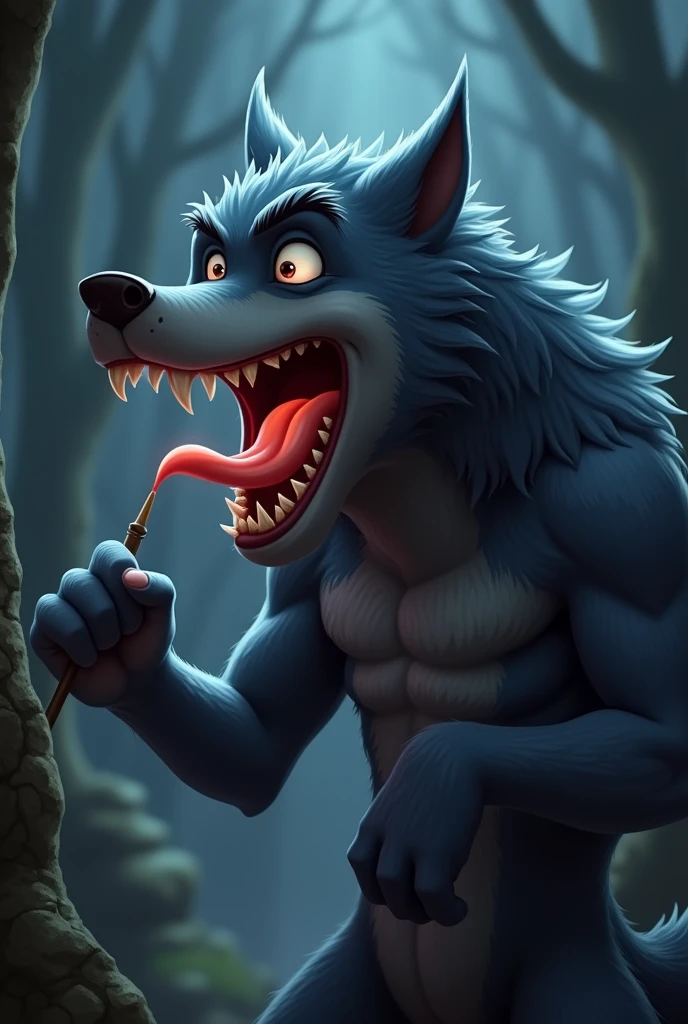 Animated werewolf giving a blowjob
