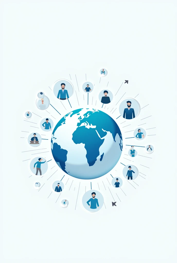 the earth surrounded by lots of clients, flat design, business style