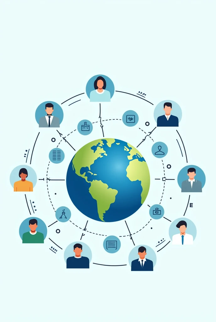 the earth surrounded by lots of clients, flat design, business style