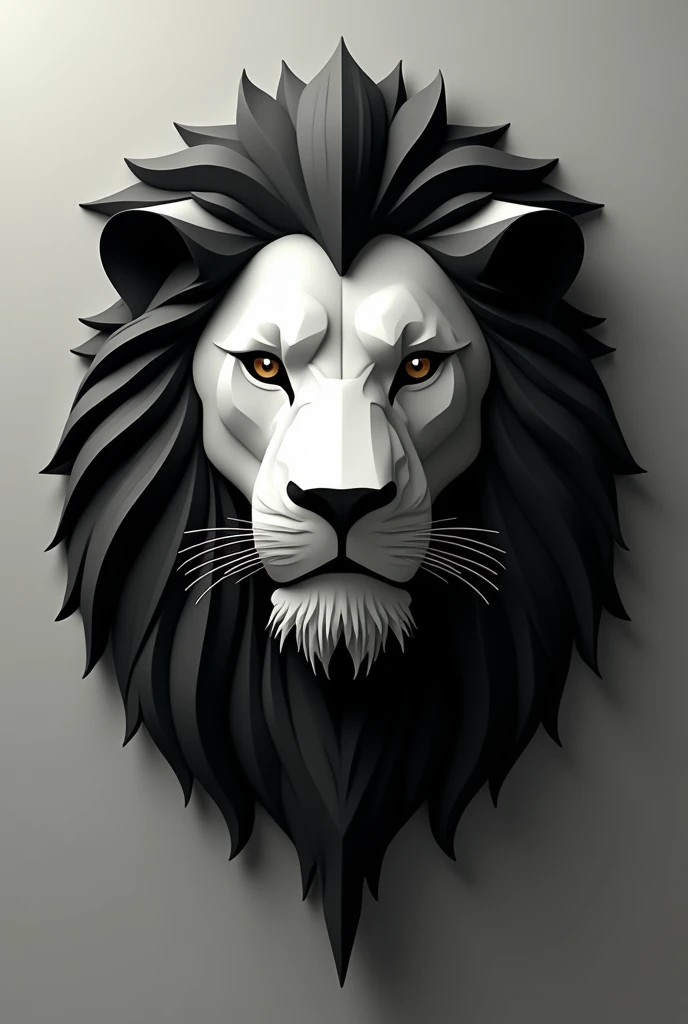 Abstract surreal lion face logo type black color in first dimension
