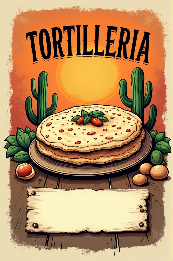Label that says tortilleria on the top and at the bottom has a space to write