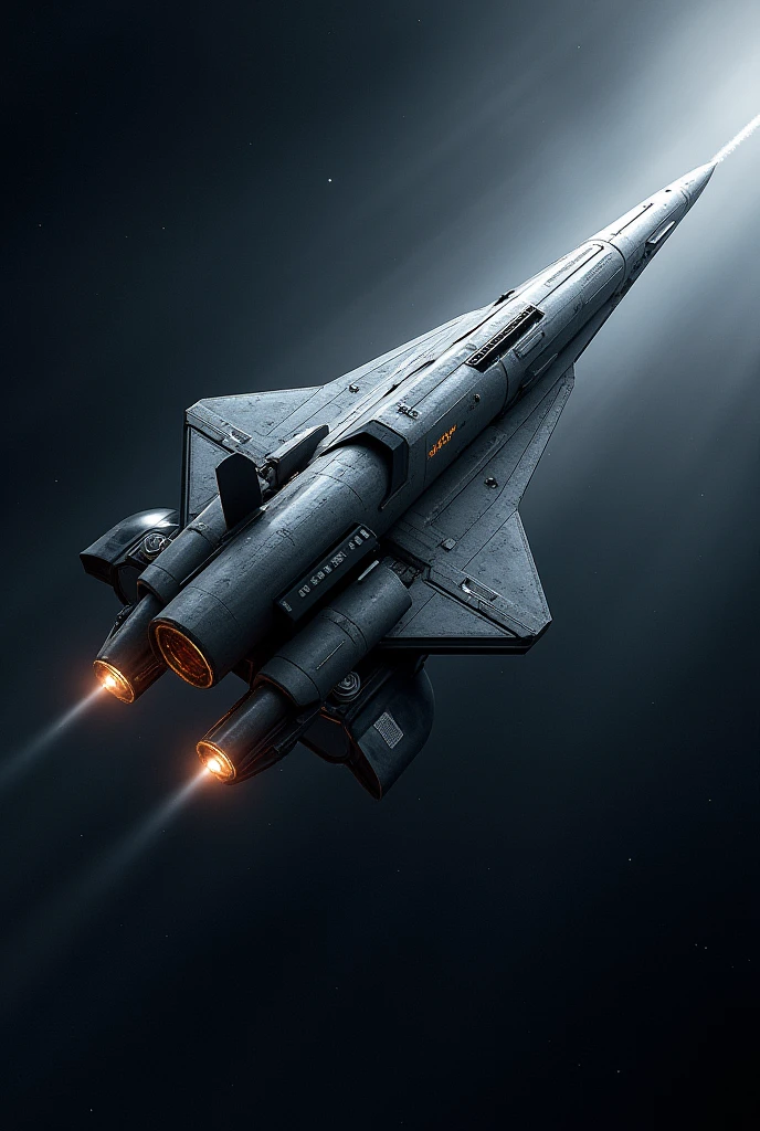 Jet style spaceship seen from the side 