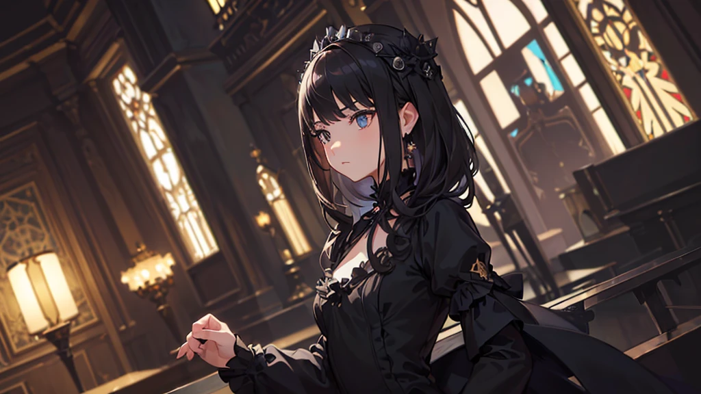 (sharp focus:1.2), 1girl, wearing (little black tdress:1.2) at a (gala:1.2), (moody lighting:1.2), depth of field, bokeh, 4K, HDR. by (Alphonse Mucha:1.1).