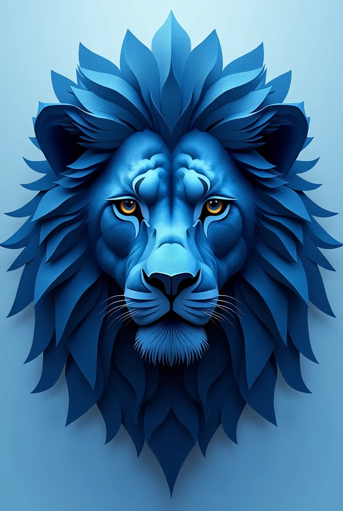 Abstract surreal lion face logo type indigo blue color in first dimension