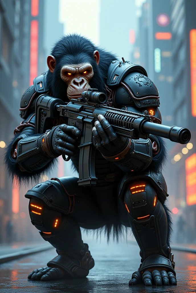 You can generate a character from the Valorant video game but this one is an ape, you can add a sniper rifle that looks like a cyborg