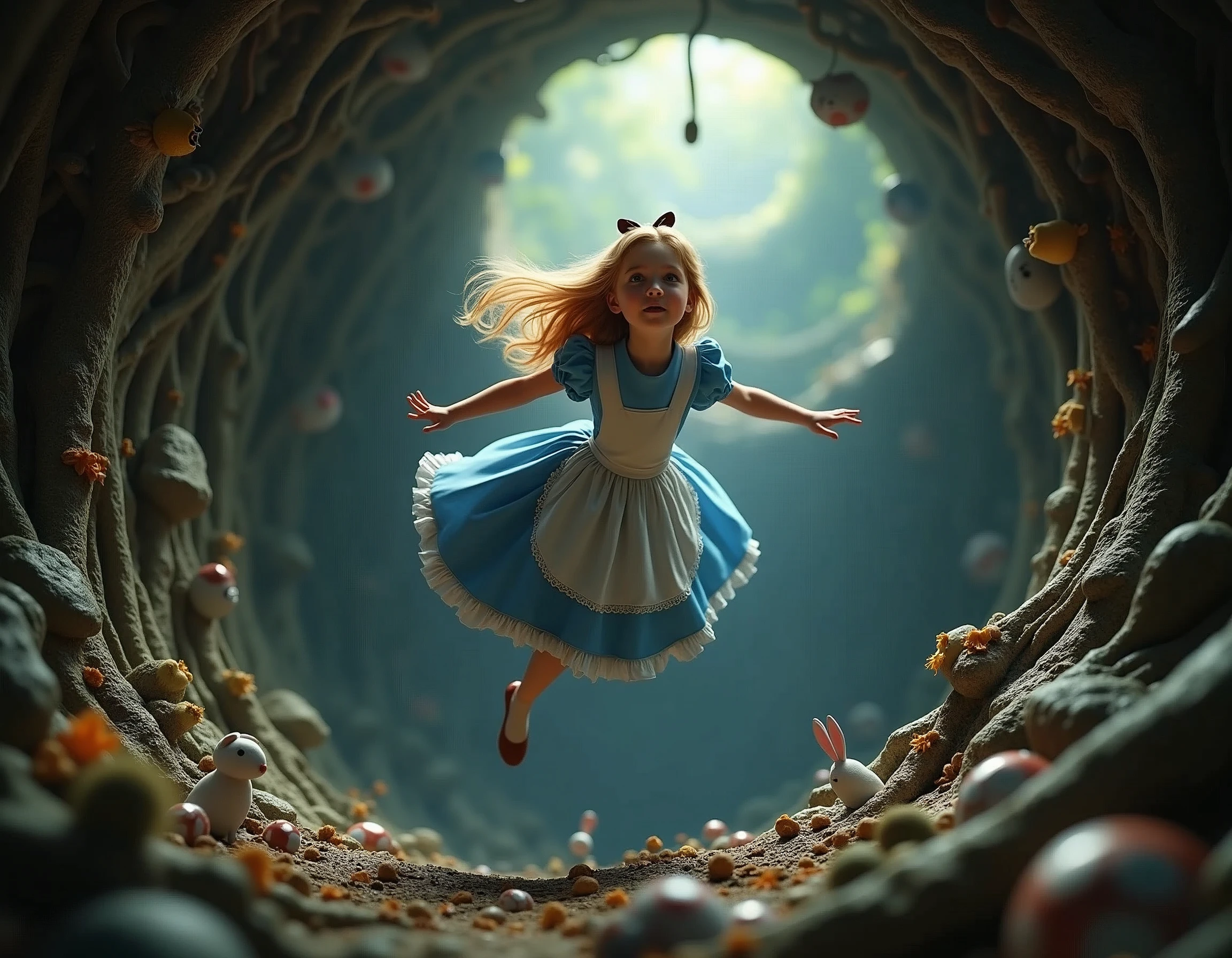Alice in Wonderland Realistic, falling into the hole