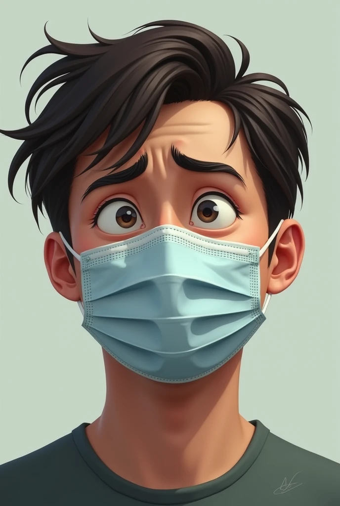 Illustration of a confused person wearing a mask