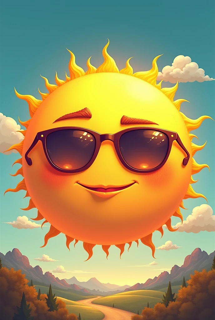 The sun using sunglasses