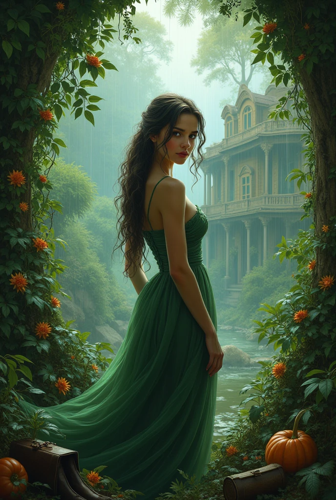 A beautiful woman, house, Uniforms, bag, rain,color,The Jungle Book,Magic Surround,Magician
