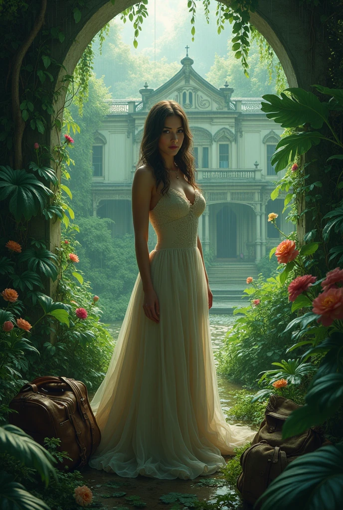 A beautiful woman, house, Uniforms, bag, rain,color,The Jungle Book,Magic Surround,Magician