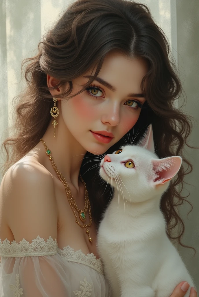 beautiful woman with cat