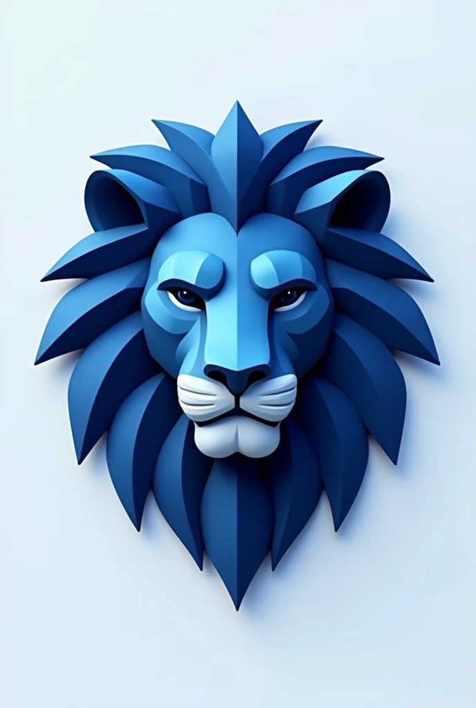 Abstract imposing lion face logo type in indigo blue color in first dimension