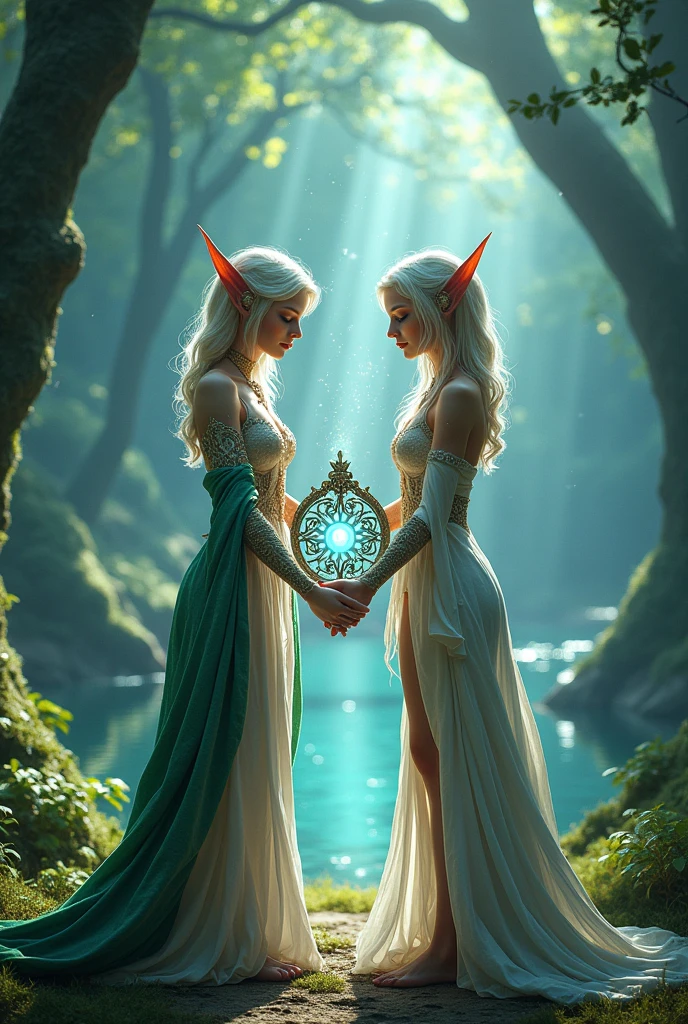 A NAZARICK WRITE IMAGE WITH TWO ELF GAME CHARACTERS HOLDING THE NAZARICK NAME