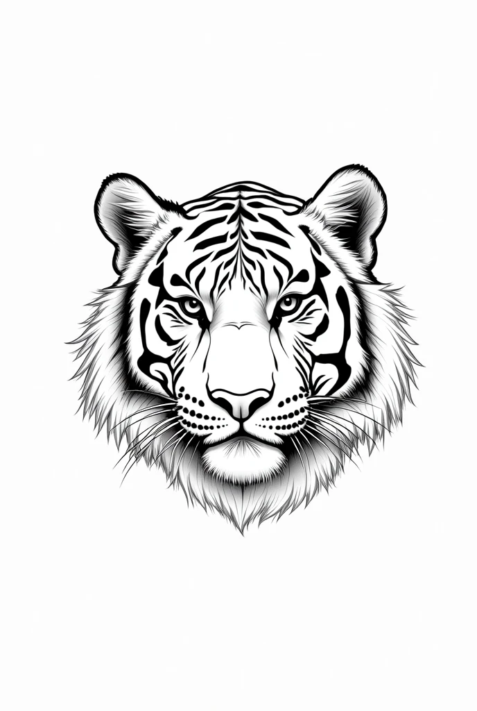 Tiger Head, sketch, line art, coloring page