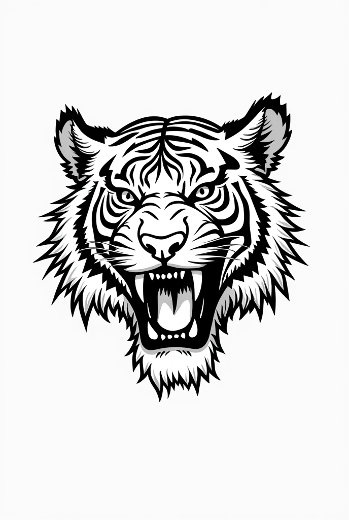 Tiger Head, sketch, line art, coloring page, black and white