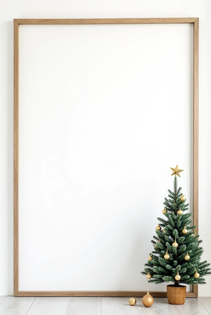Design photo frame for Christmas. It incorporates Christmas tree. white background. It should be powerful, iconic, elegant, complex and simple

