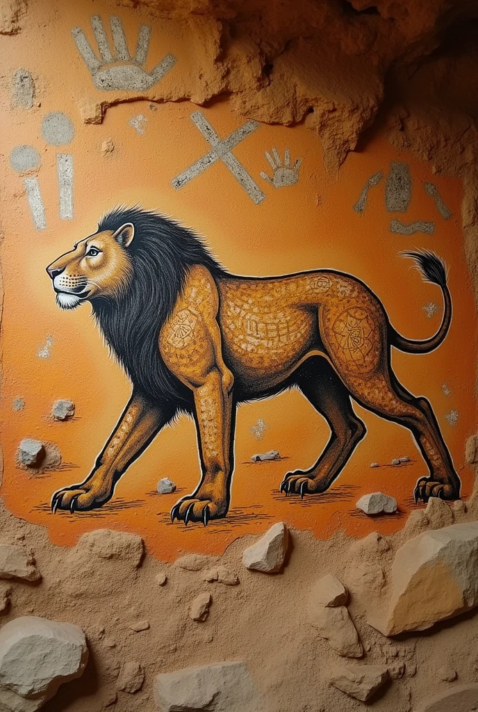 Cave painting of a cave lion