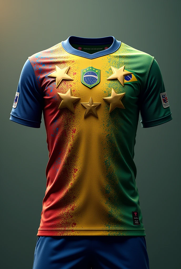 Merge the French jersey with the Brazilian one with 7 stars