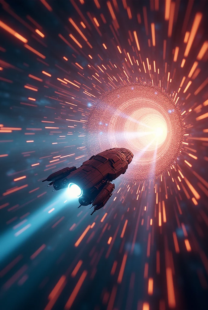 space ship in traveling at light speed, inside the cosmic holographic galactic vortex, , depth of field, 8k, cinnematic, movie Continuous hyperspeed FPV footage , 8k, cinematic scene, filmin the style of beautiful

