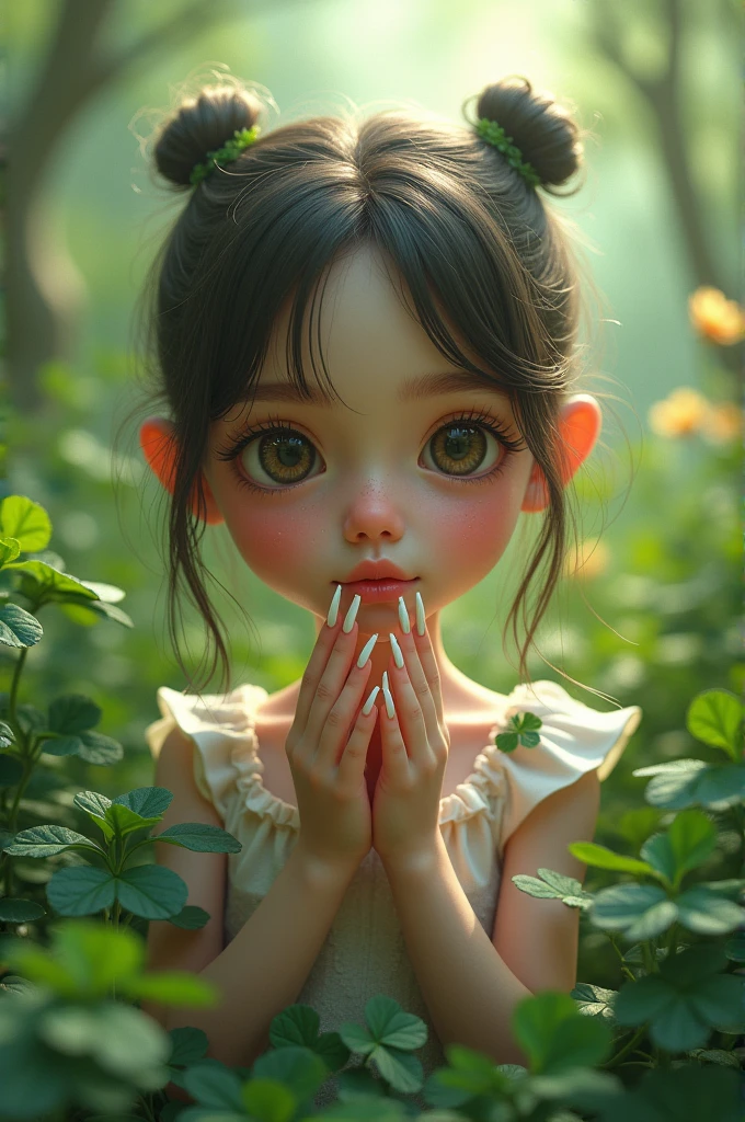 Long Nails、Alice、cute、Clover、green