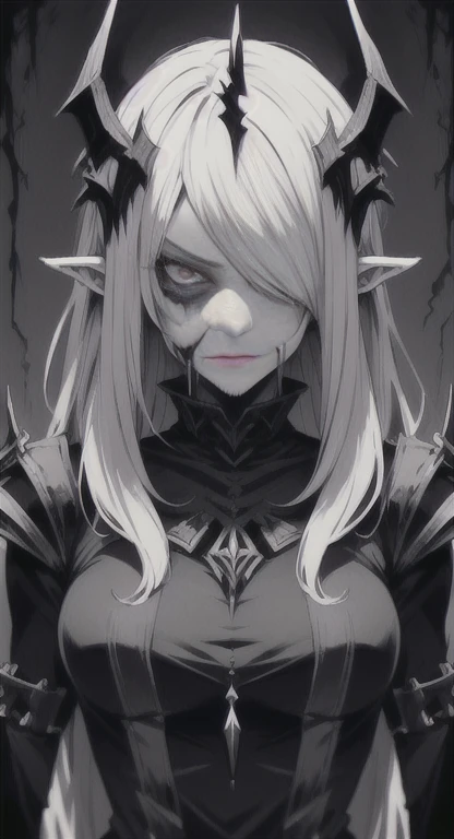 Undead, Pale skin, living corpse dark lord, devil armor, Zelda, decaying zombie, glaring at viewer,