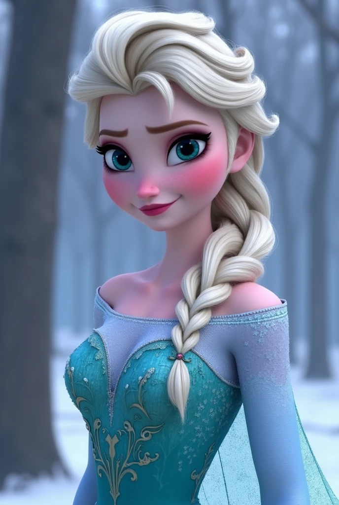 Make the Elsa character from frozen have her boobs outside her bra