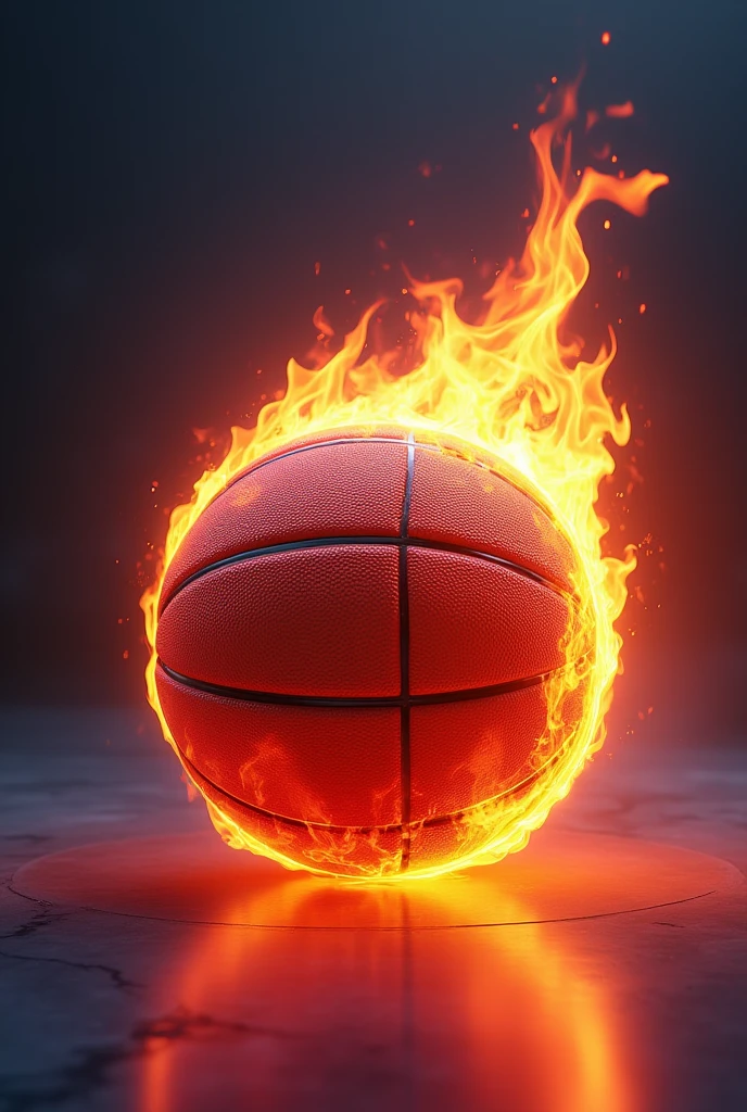 basketball ball on fire with opposite colors minimalist futuristic