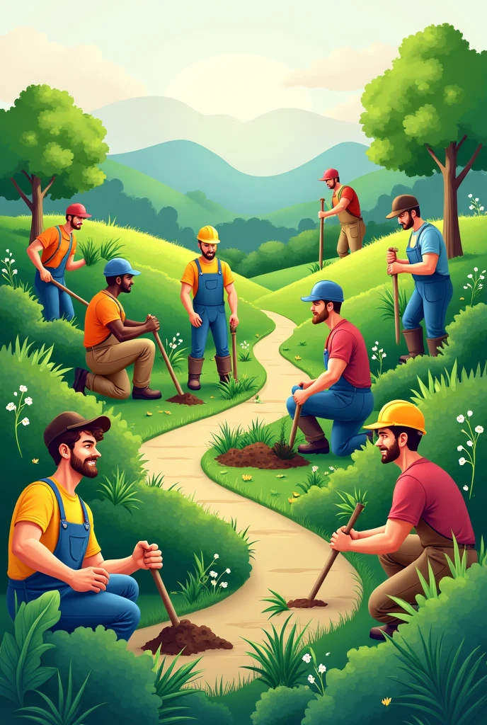 Landscaping flyer with people working