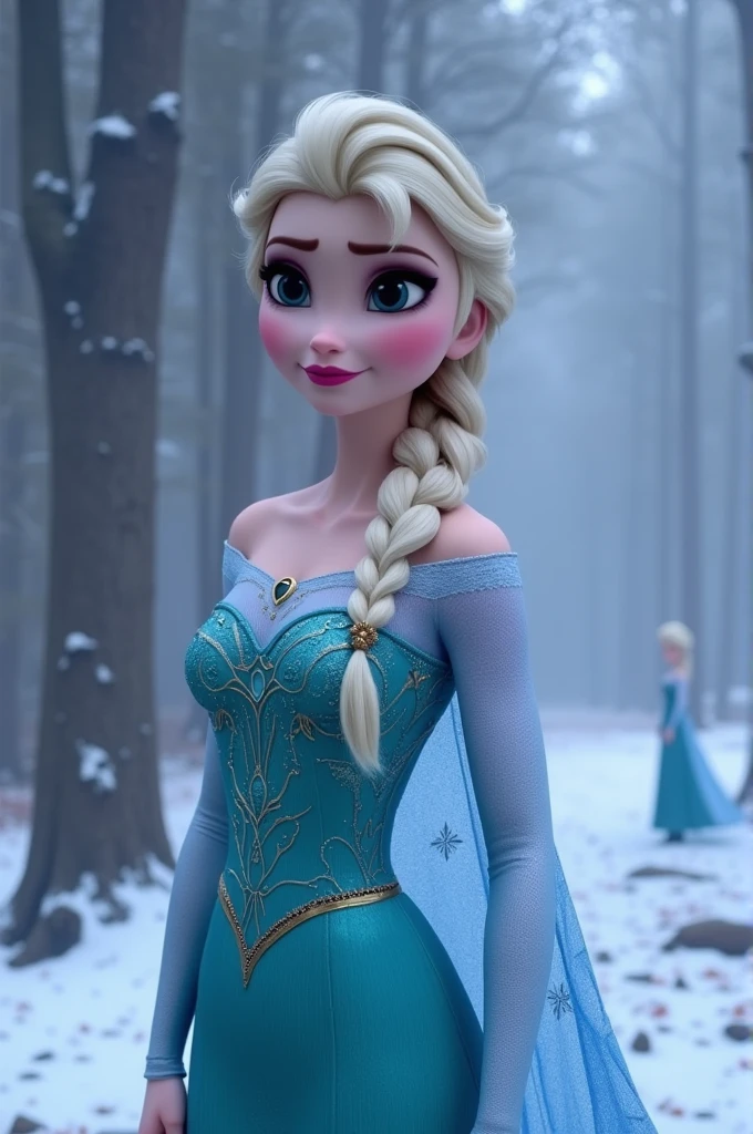 Make Elsa from frozen have her breasts outside her bra 