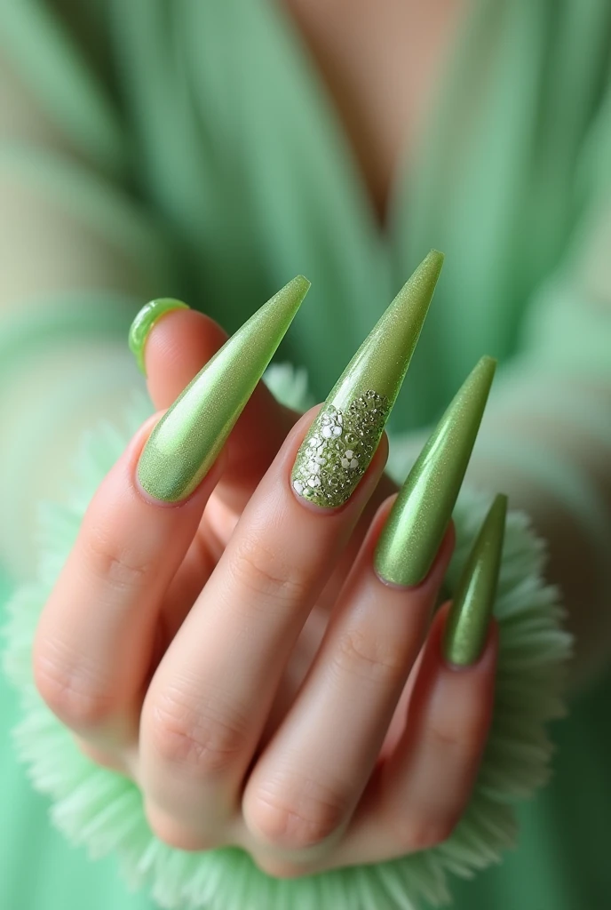 Long Nails、Alice、cute、green、Nails only、No people needed、No need for humans