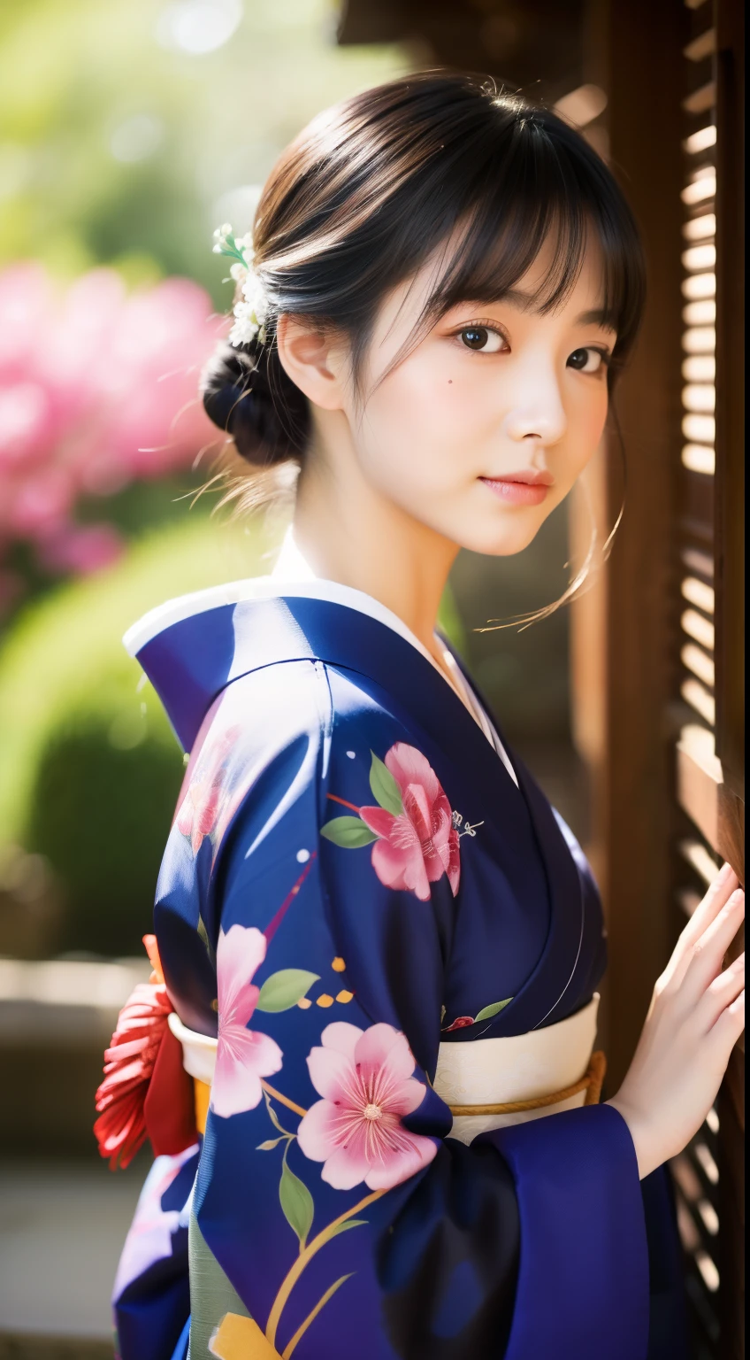 farewell, tears, 美しいtears,  front, 最high quality、high quality、Best image quality、8k、最High resolution、High resolution、Realistic photos, Healthy body, Beautiful Eyes, Flowing black hair, Colorful kimono, Calm expression, Soft lighting, Traditional Japanese art style, Vibrant colors, Peaceful atmosphere, Delicate features, Graceful posture, Beautiful Landscape