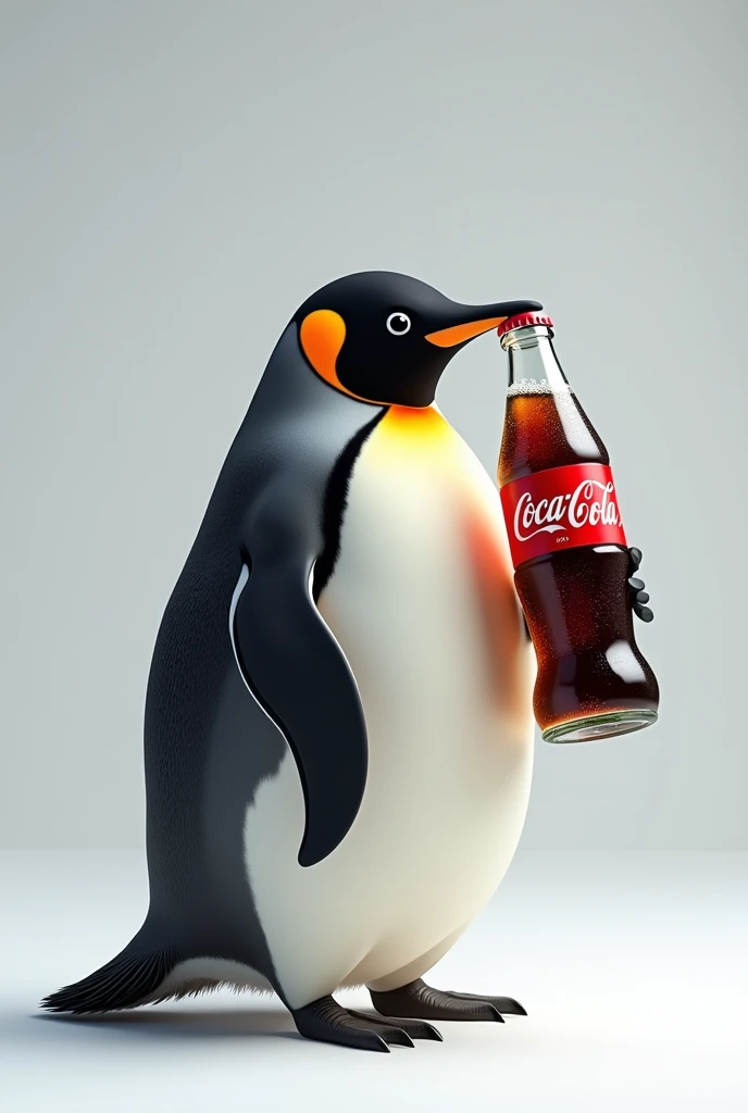 Penguin drinking coke
 
