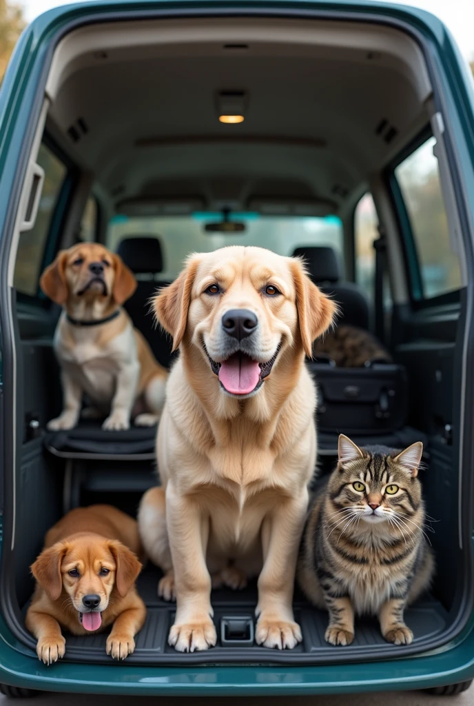 Give me REAL images of land transportation of domestic dogs and cats 