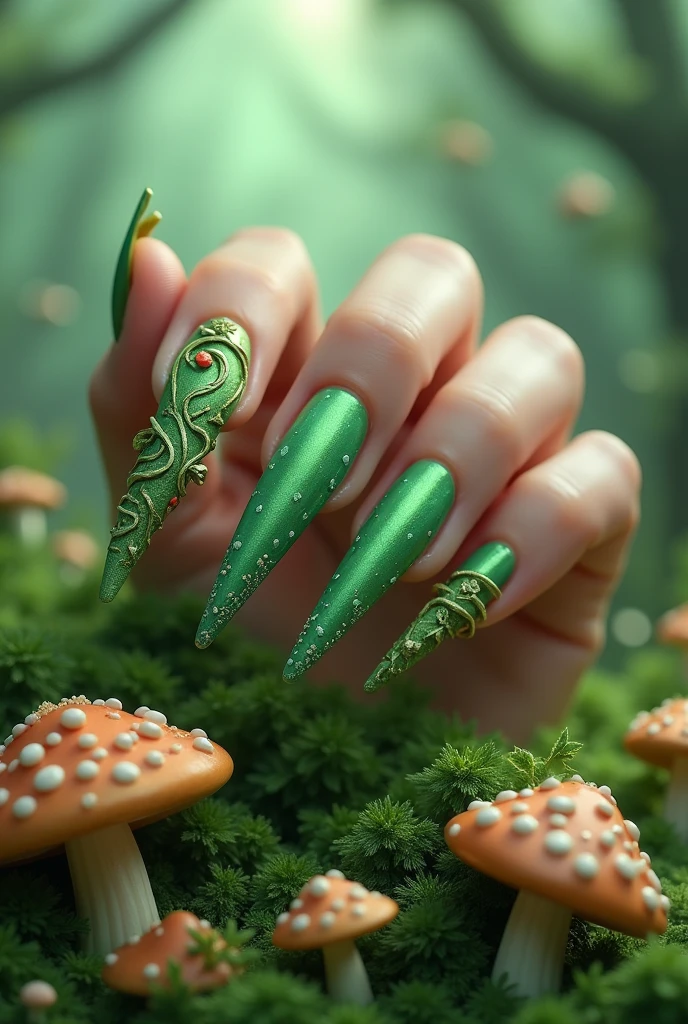 Long Nails、Alice in Wonderland、cute、green、Nails only、No people needed、No need for humans、Be Alice in Wonderland