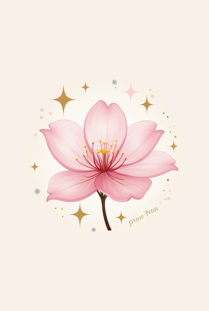 LOgO para empresa cOn el nOmbre "Grace Petal" O "Petal Of Grace"
Que tenga de decOraciOnes la flOr de cerezO O "sakura" y estrellas dOradas y plateadas
Que se vea elegante, bellO, llamativO y fácil de recOrdar