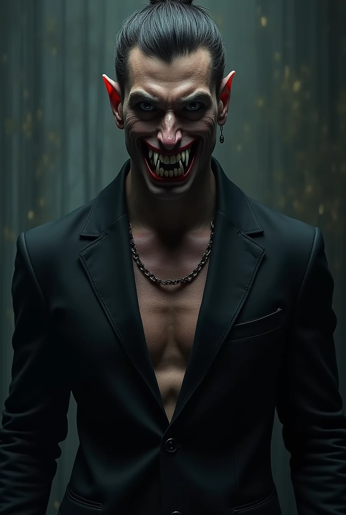A hot tall man with sharp teeth 
