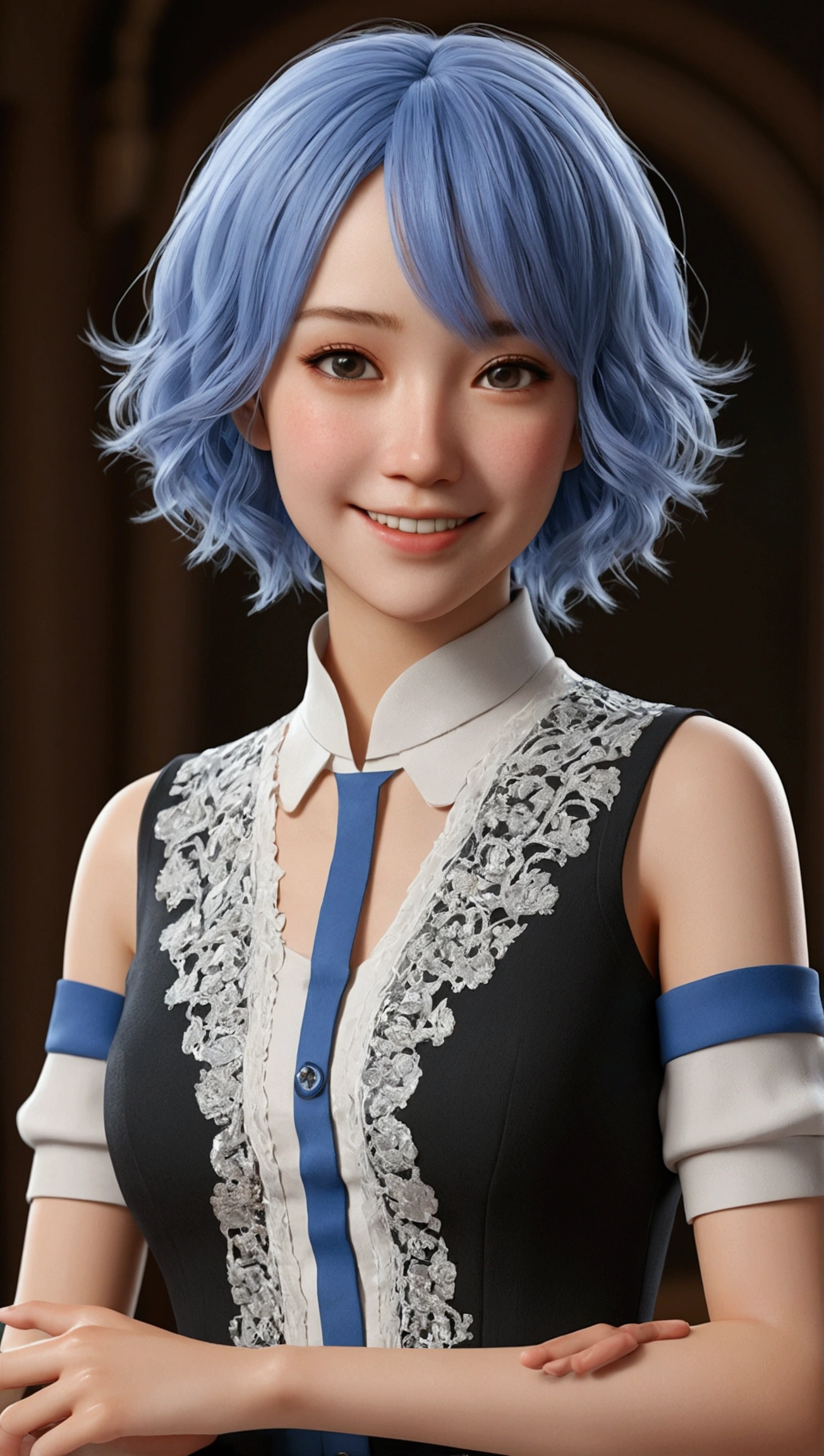 "Create a hyper-realistic, full-body image of Rem from Re
, facing forward, smiling, and standing upright in a real-world setting. Ensure that the image is centered, meticulously detailed, and blends seamlessly with the real world. Ultra-high quality, superb CG, 4K resolution."