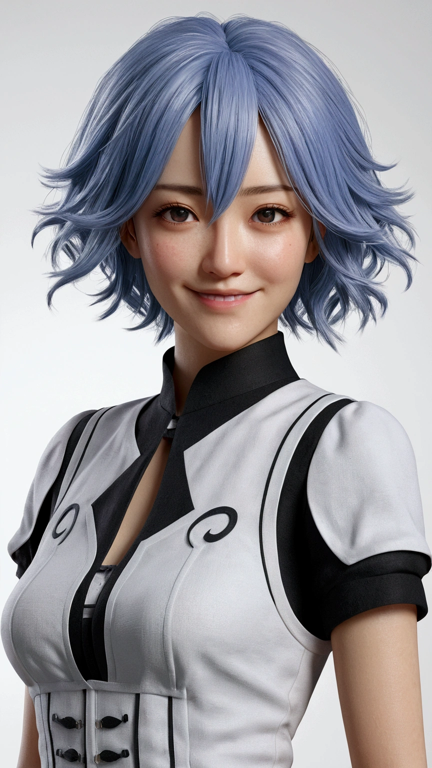 "Create a hyper-realistic, full-body image of Rem from Re
, facing forward, smiling, and standing upright in a real-world setting. Ensure that the image is centered, meticulously detailed, and blends seamlessly with the real world. Ultra-high quality, superb CG, 4K resolution."
