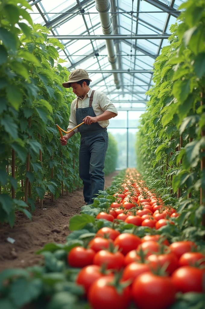 Cleaning a tomato greenhouse 