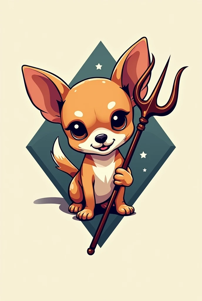 Chihuahua with trident in logo shape