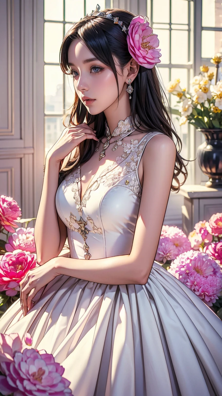 masterpiece, Highest quality,One person,Gosgarh,Frill dress 8k,High resolution, ( flower_Styler:1.2)(Rainbow Candy:1.2)
