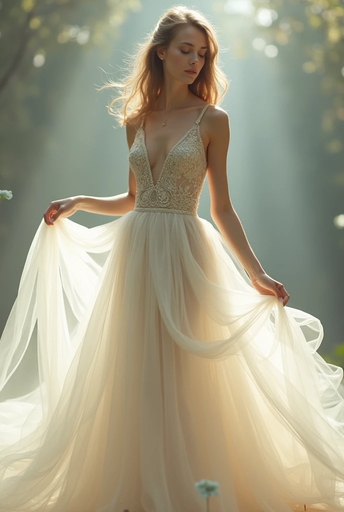 woman in tulle dress