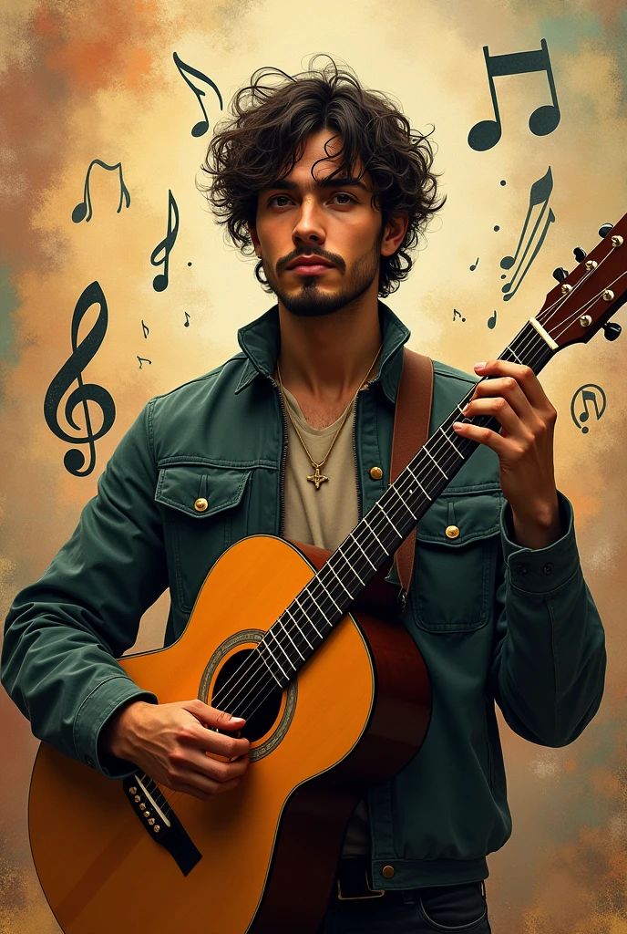Name, Mauricio with guitar and music signs