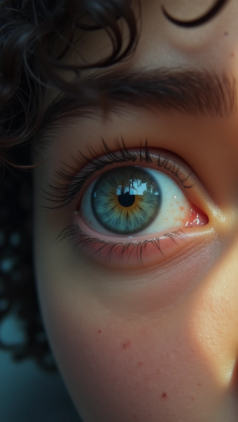 A girl eye with green