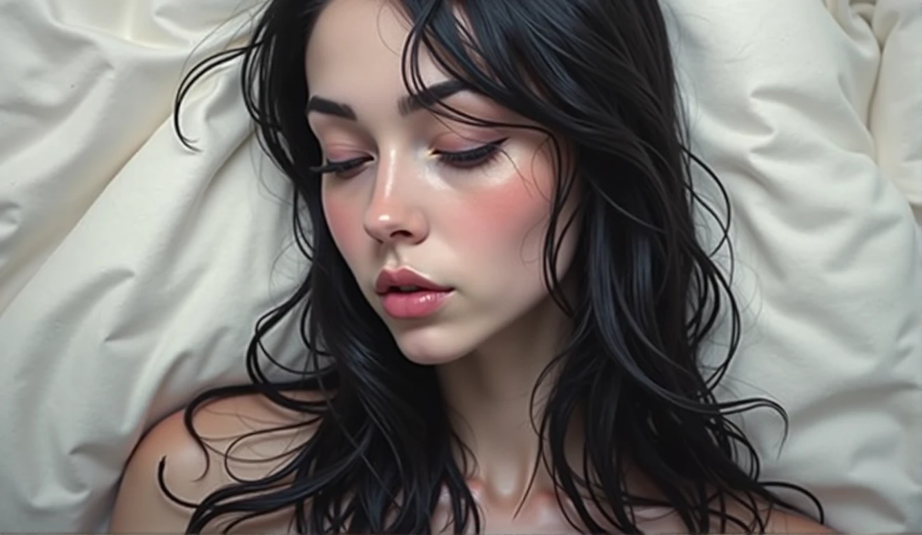 naked woman, sweaty beating a siririca