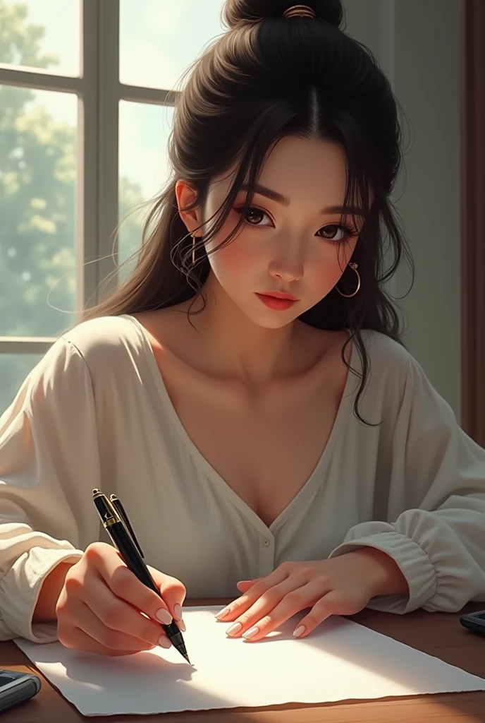 woman with pen