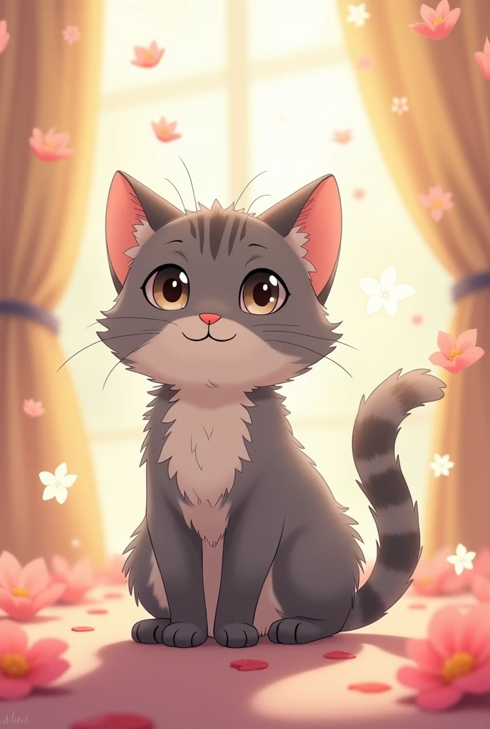 Gato anime gris furry