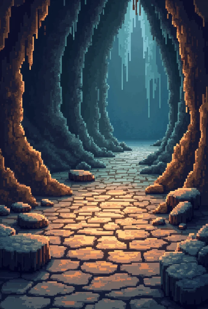 
A pixelated block with rustic vibes for flooring  in caves