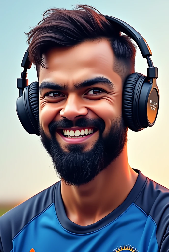 Virat Kohli smile use headphones 